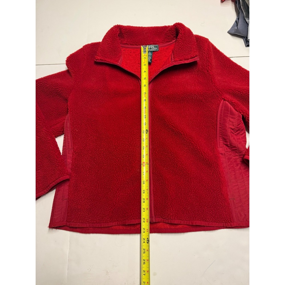 Lauren Active Ralph Lauren Red Full Zip Fleece Sherpa Jacket Womens XL Sporty - Picture 6 of 11